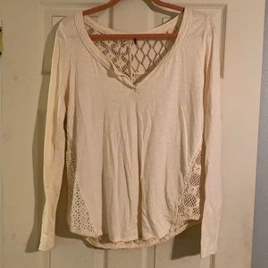 Free People crochet long sleeve top